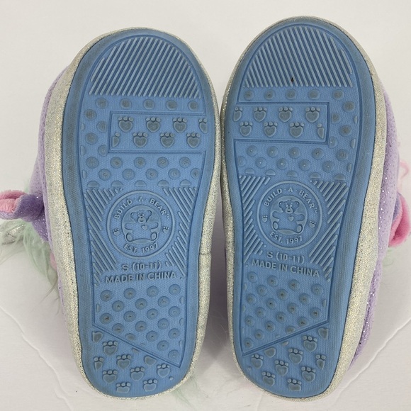 Build a Bear Purple Unicorn Slippers Toddler Girls Size S 10 to 11 Rubber Sole - Picture 9 of 10